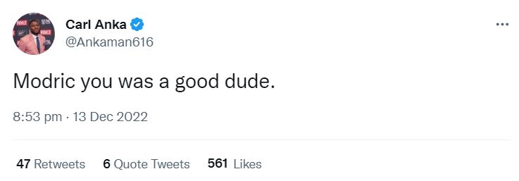 Twitter react Modric good dude