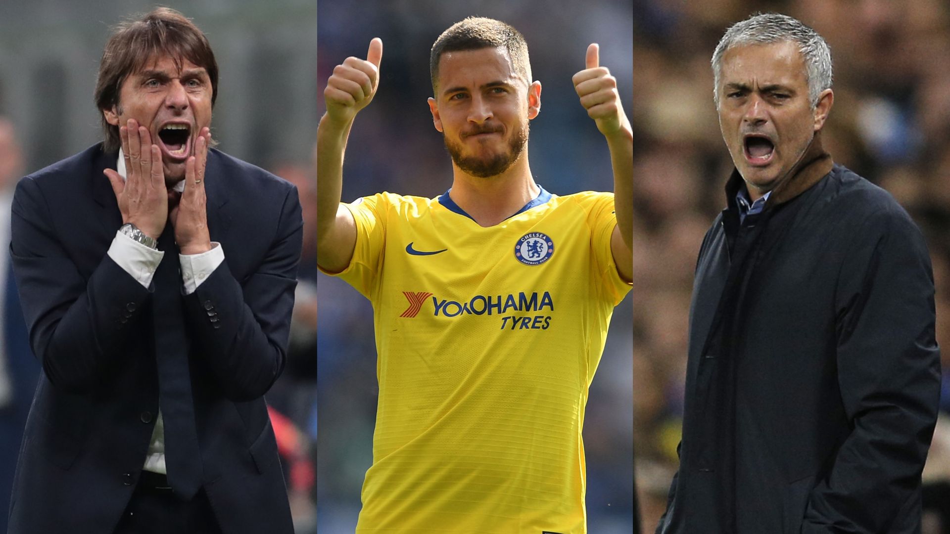 Eden Hazard Antonio Conte Jose Mourinho