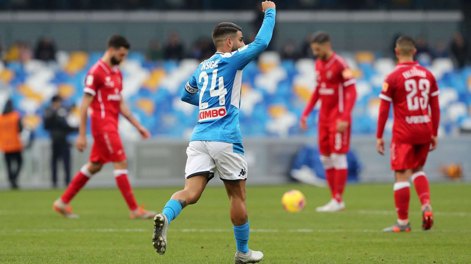 Insigne celebrating Napoli Perugia