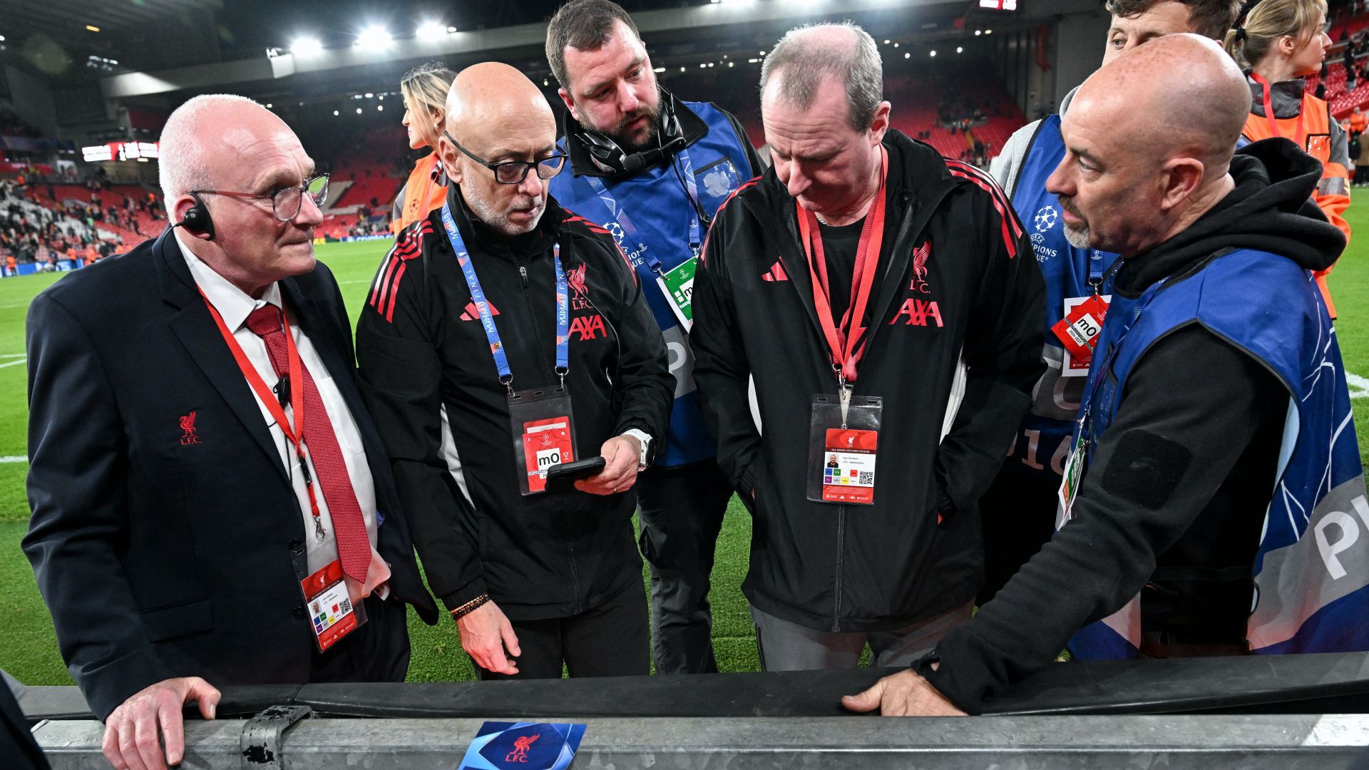 Liverpool officials inspect the fence Liverpool Galatasaray Champions League