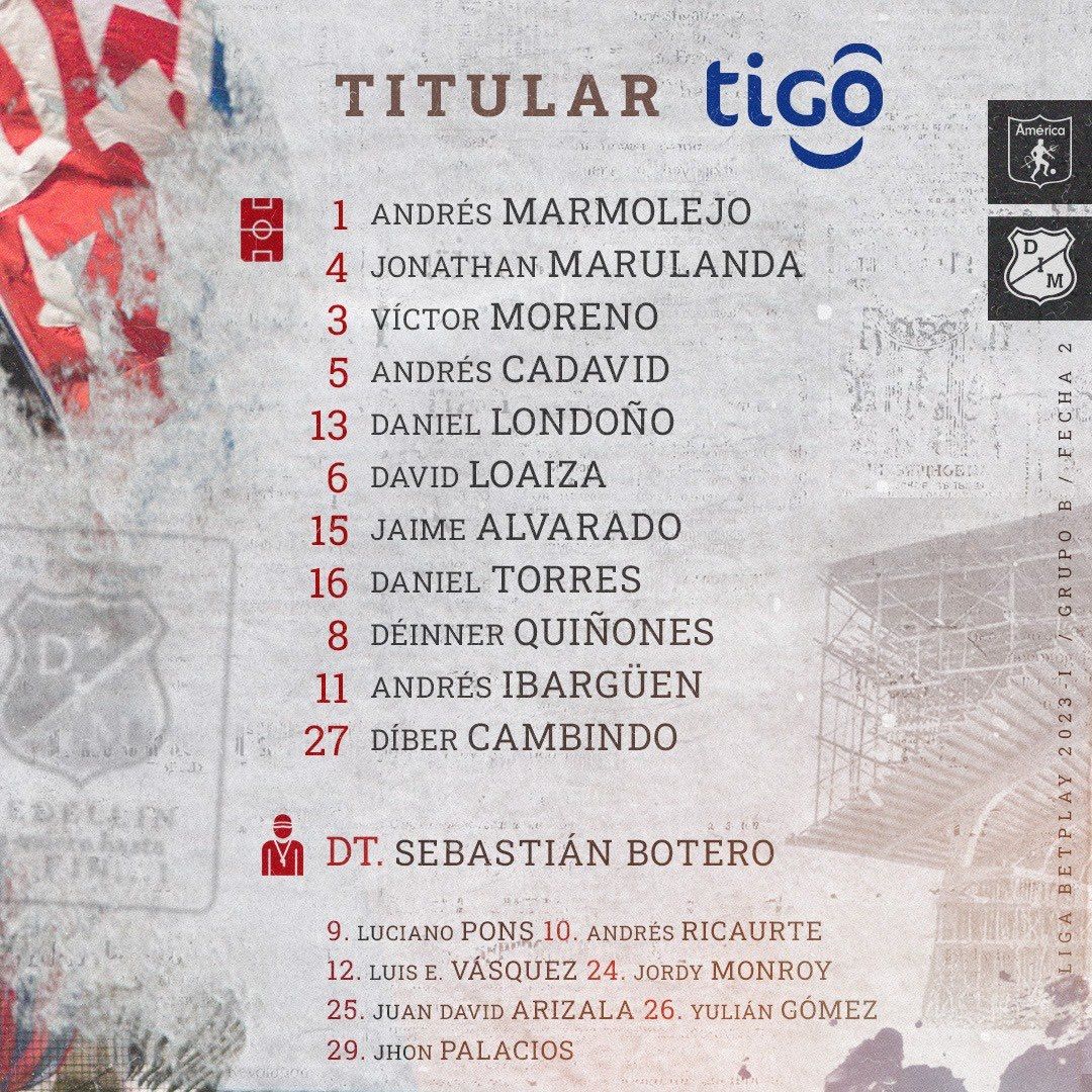 Nómina Medellín Fecha 22 Liga BetPlay 2023