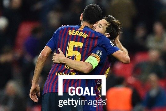 FC바르셀로나 부스케츠(좌)와 메시(우). 사진=게티이미지