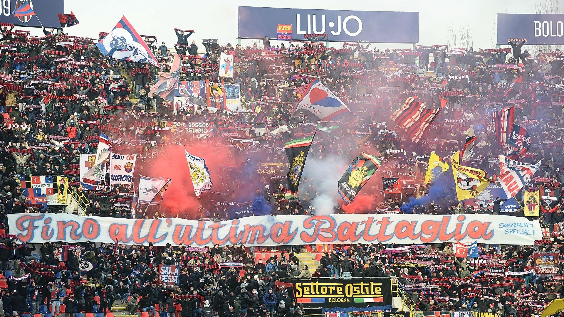 Bologna fans at Renato Dall'Ara Stadium 01272019