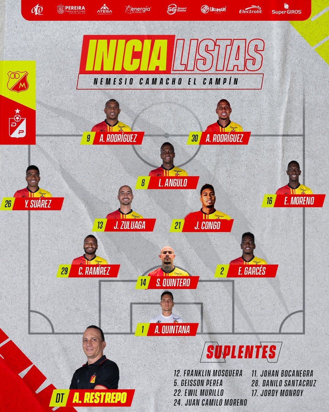 Nómina Pereira Fecha 2 Liga BetPlay 2023 II