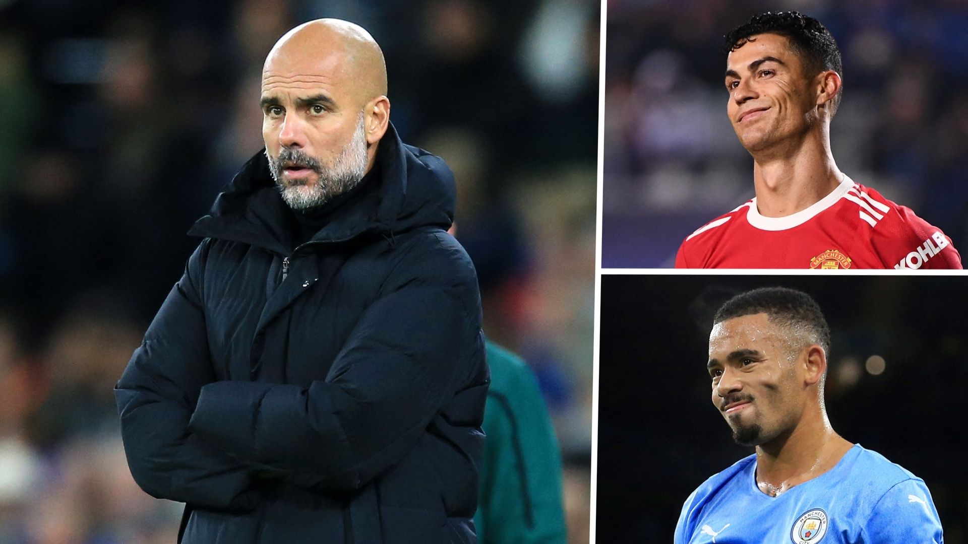 Pep Guardiola Cristiano Ronaldo Gabriel Jesus Manchester United Manchester City GFX