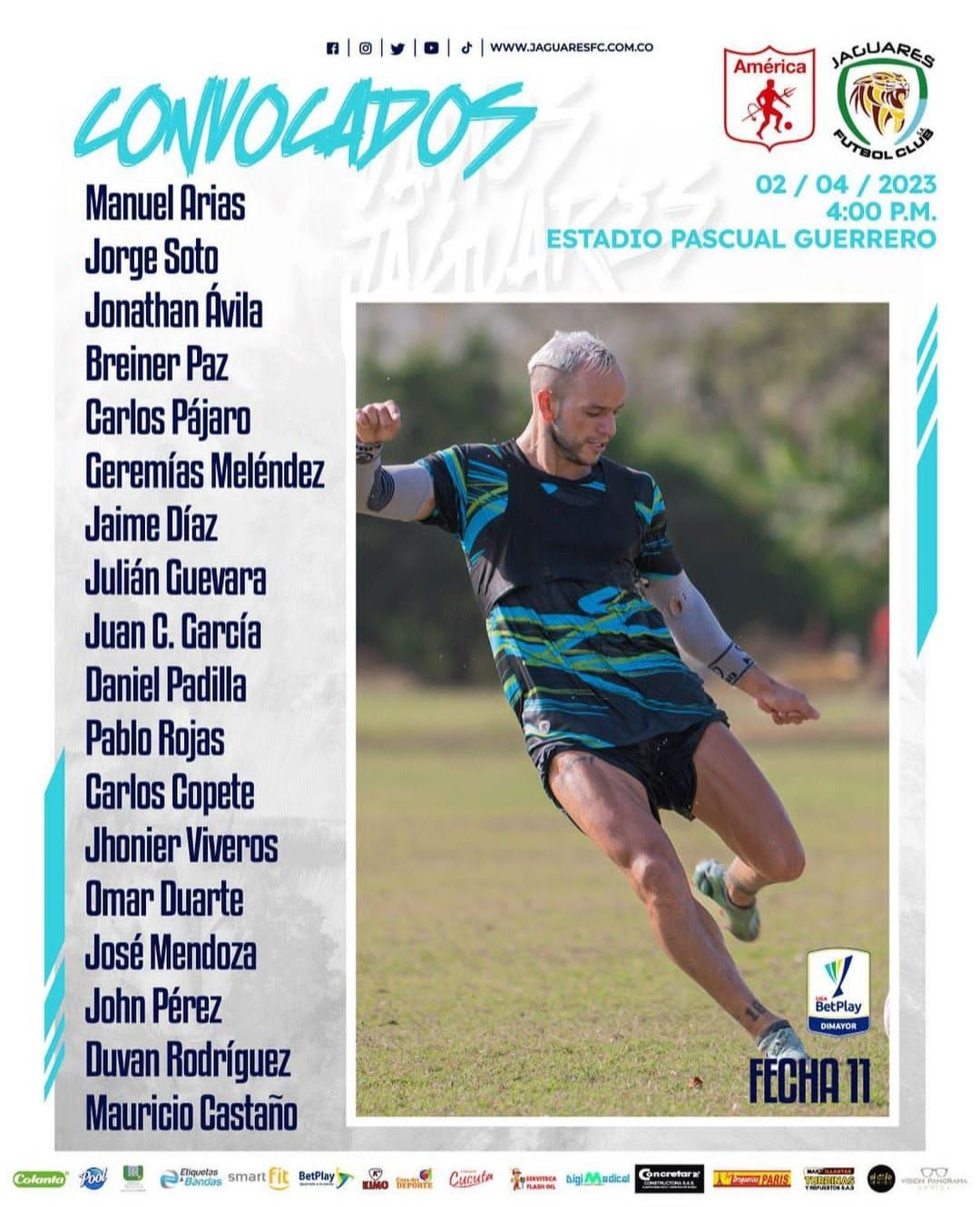 Convocados Jaguares Fecha 11 Liga BetPlay 2023