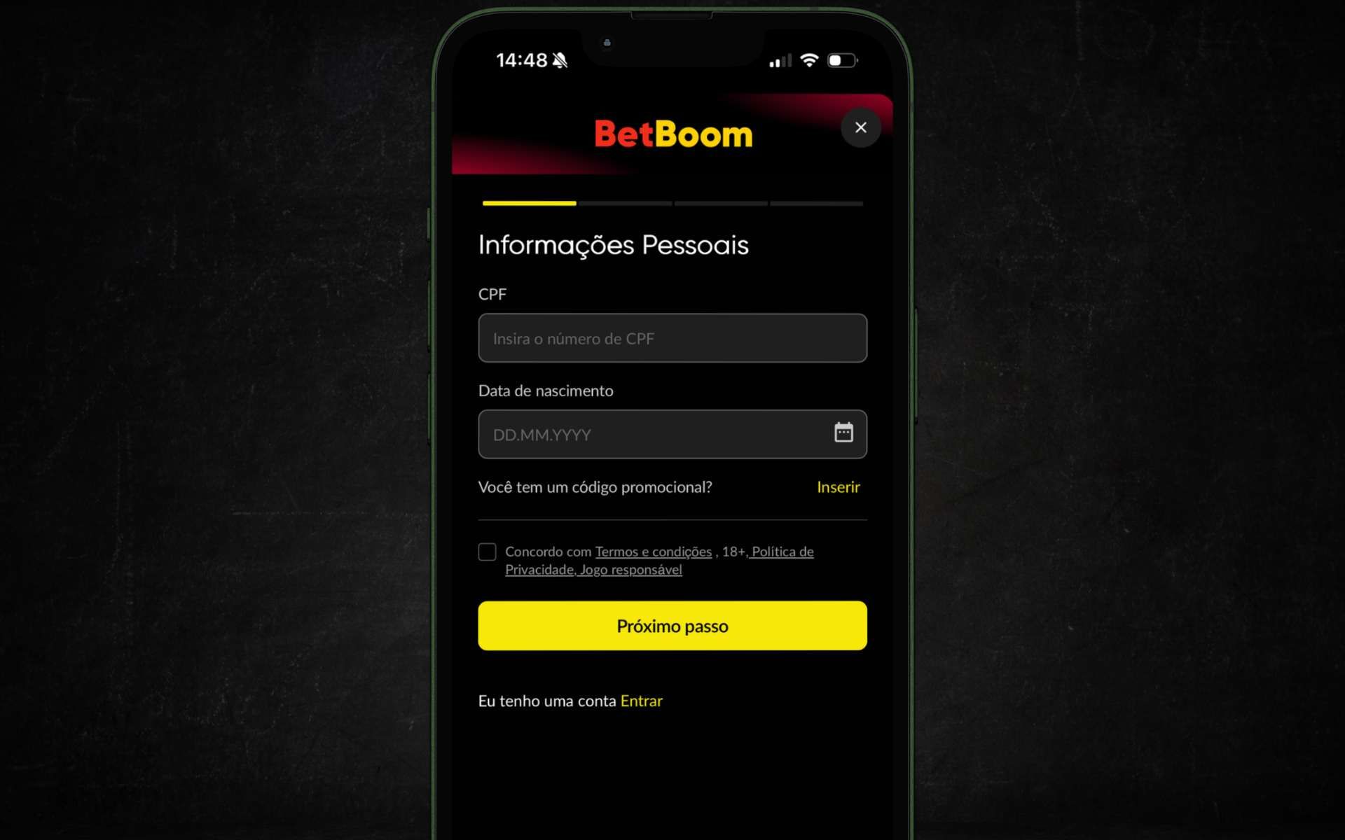 Betboom app cadastro