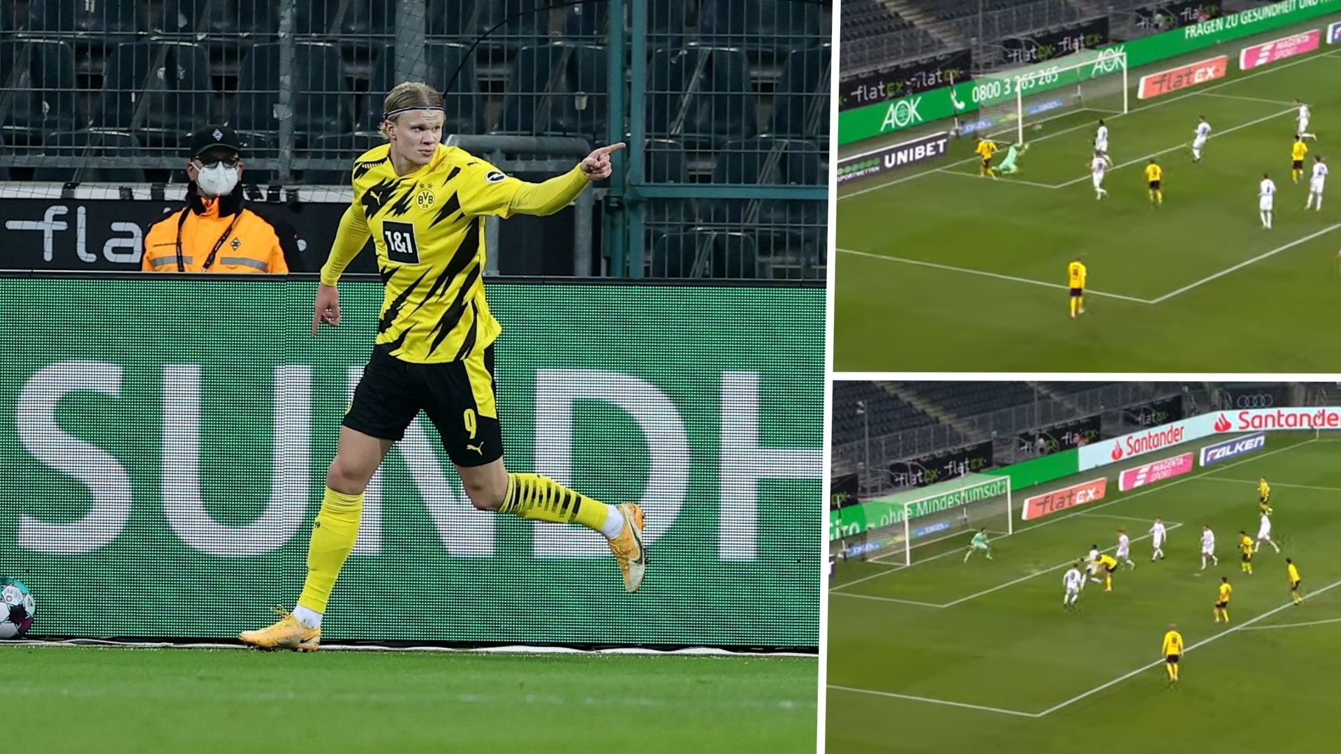 Doblete Haaland Dortmund vs Mönchengladbach