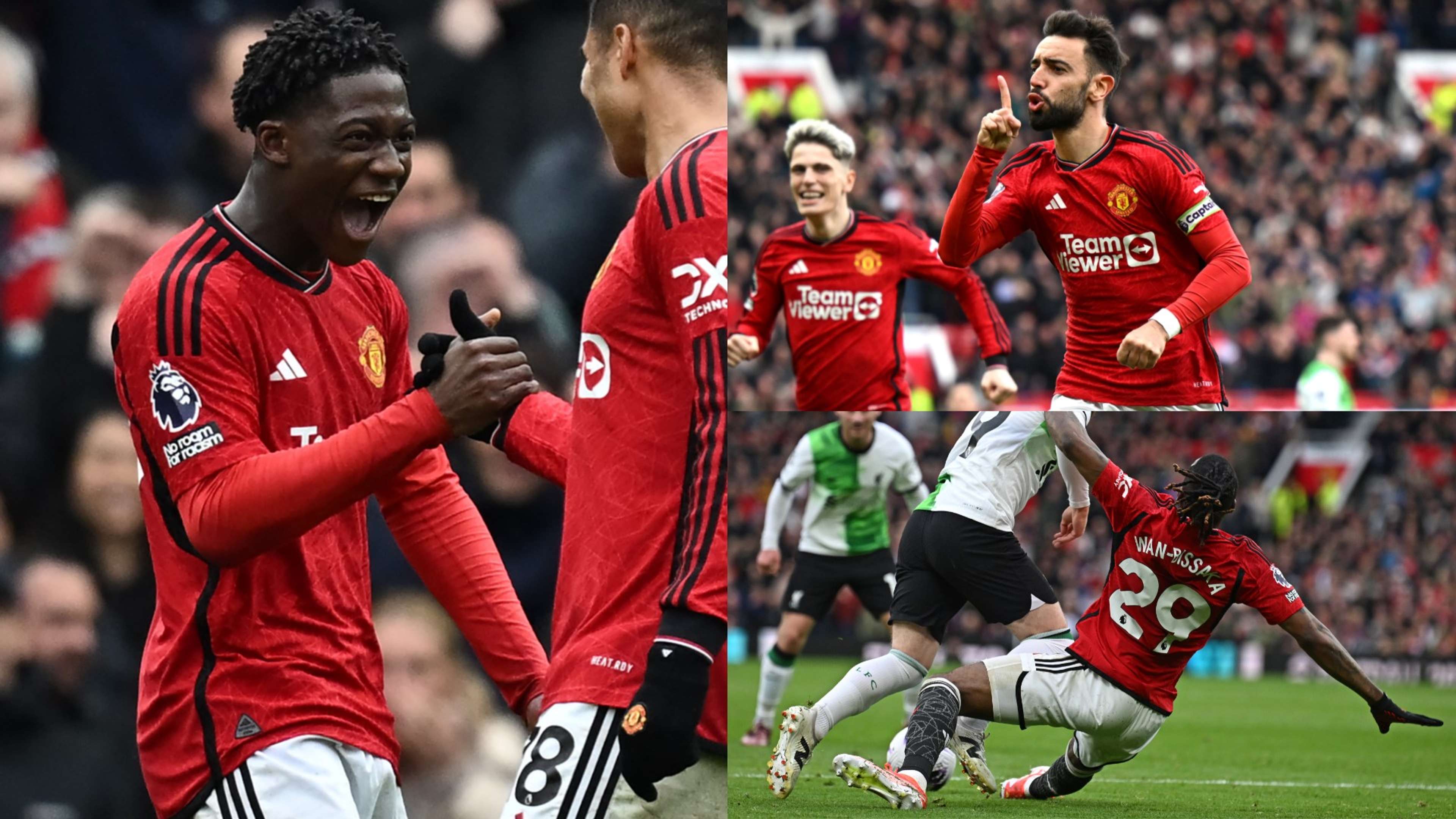 Man Utd player ratings vs Liverpool: Kobbie Mainoo and Bruno Fernandes'  masterful finishing not enough as rash Aaron Wan-Bissaka costs Red Devils  epic victory | Goal.com