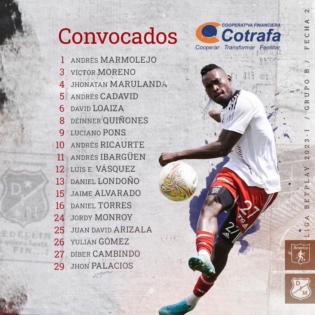 Convocados Medellín Fecha 22 Liga BetPlay 2023
