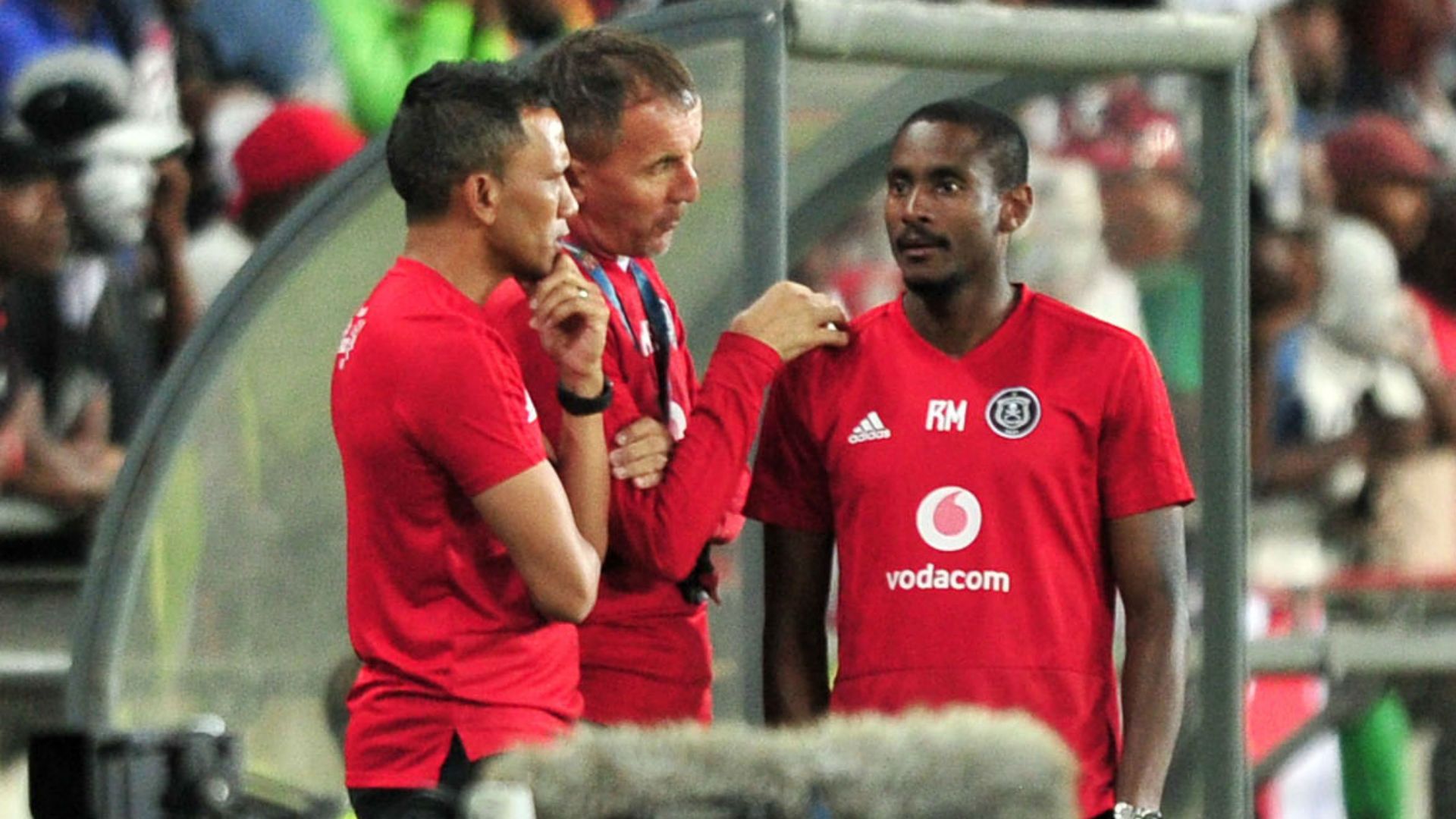 Orlando Pirates coaches, Milutin Sredojevic, Rulani Mokwena and Fadlu Davids, January 2019