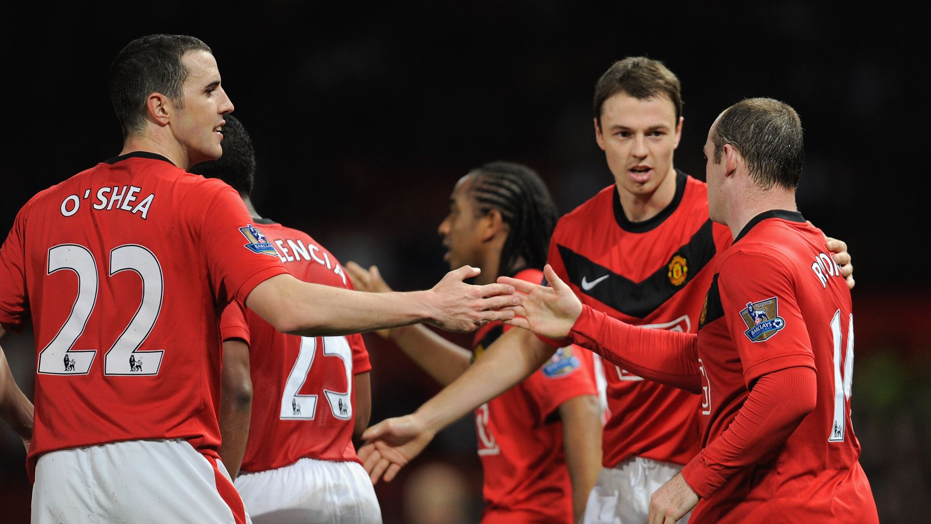 Wayne Rooney John O'Shea Jonny Evans Manchester United