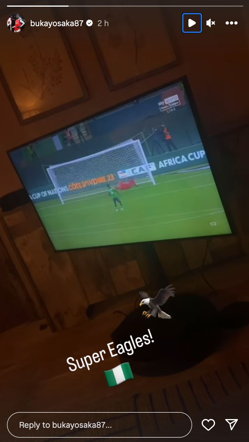 Bukayo Saka reacts Nigeria AFCON semi-final win