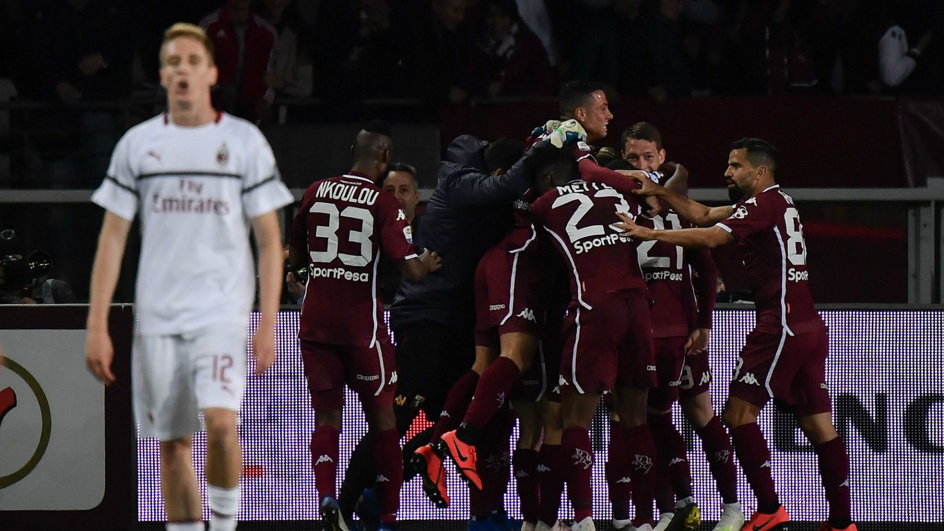 Torino celebrating Milan Serie A