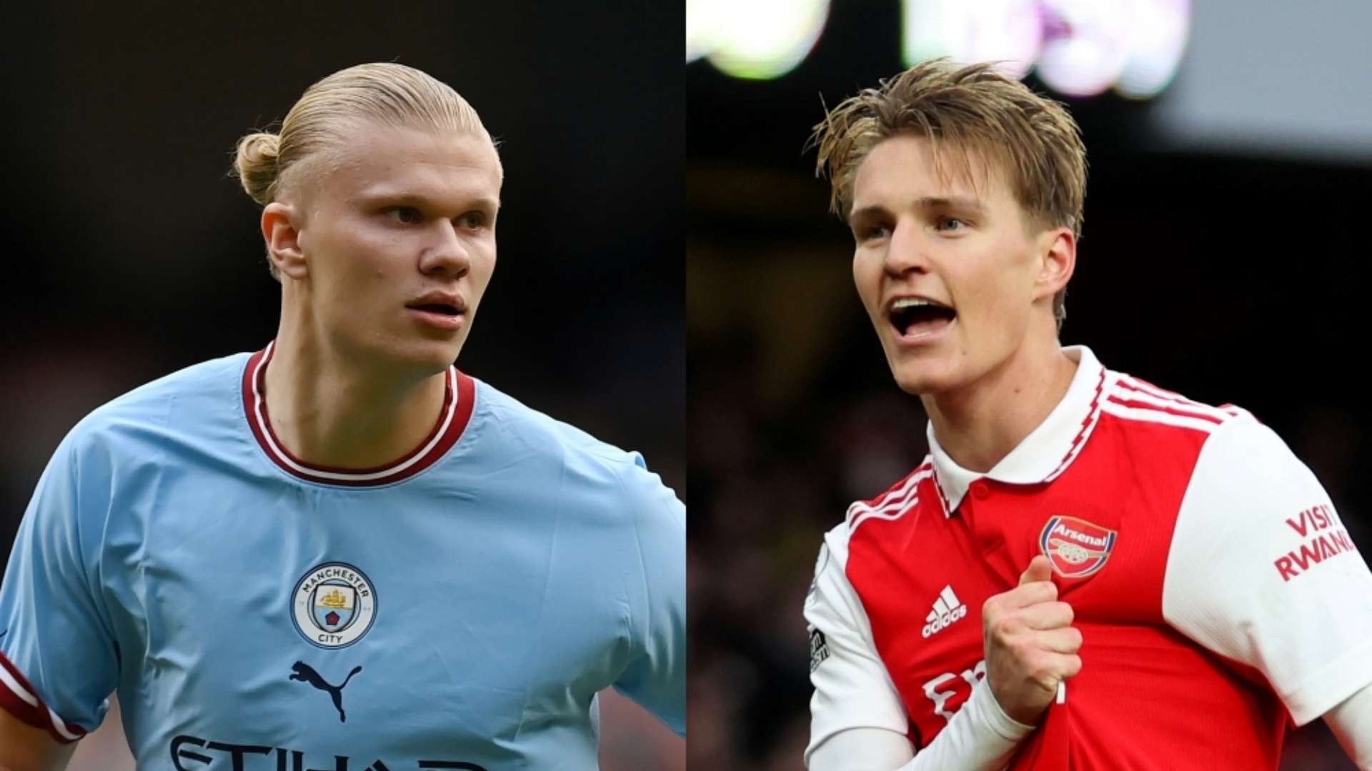 Erling Haaland Man City Martin Odegaard Arsenal