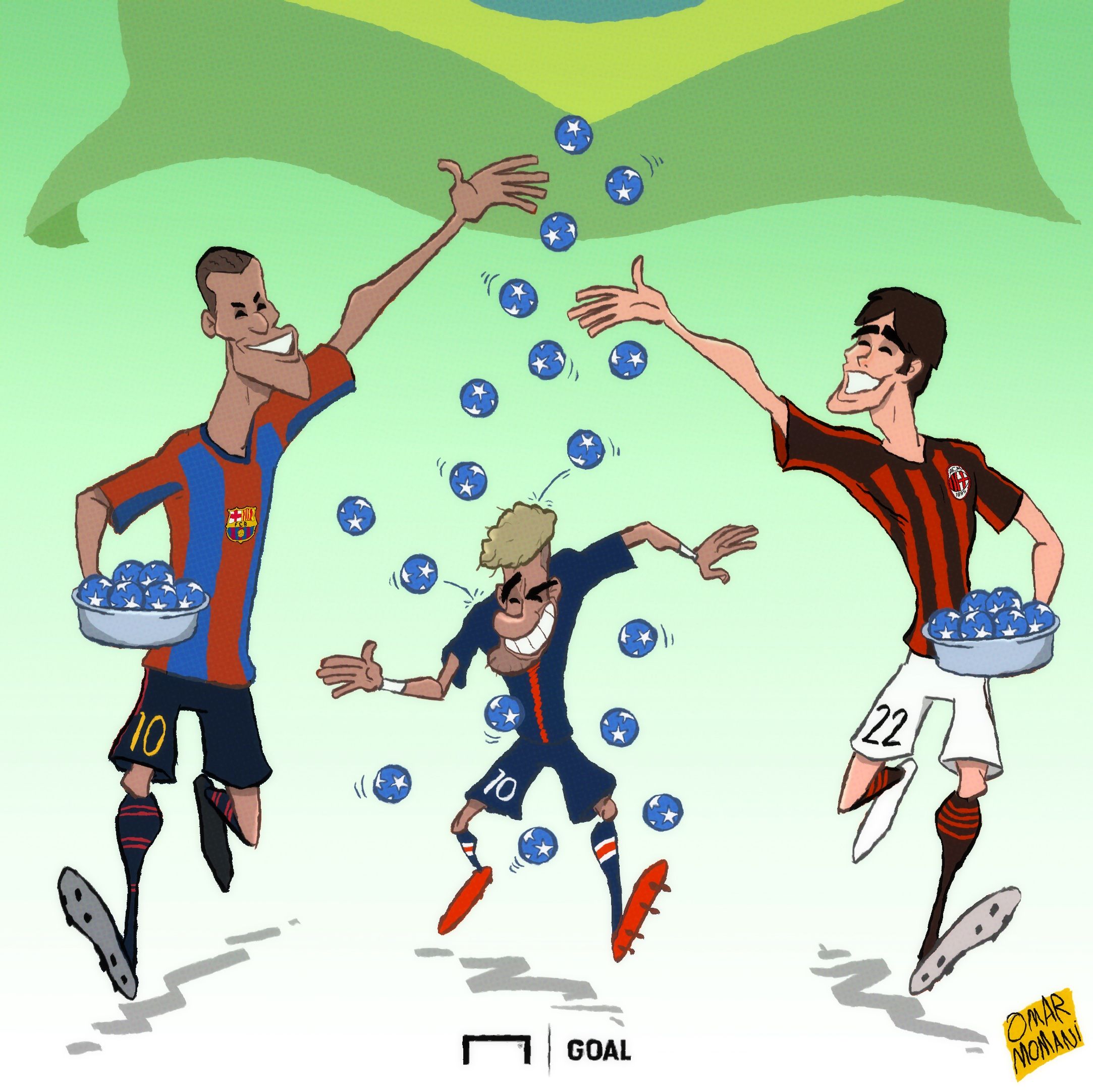 Cartoon: Neymar overtakes Kaka & Rivaldo