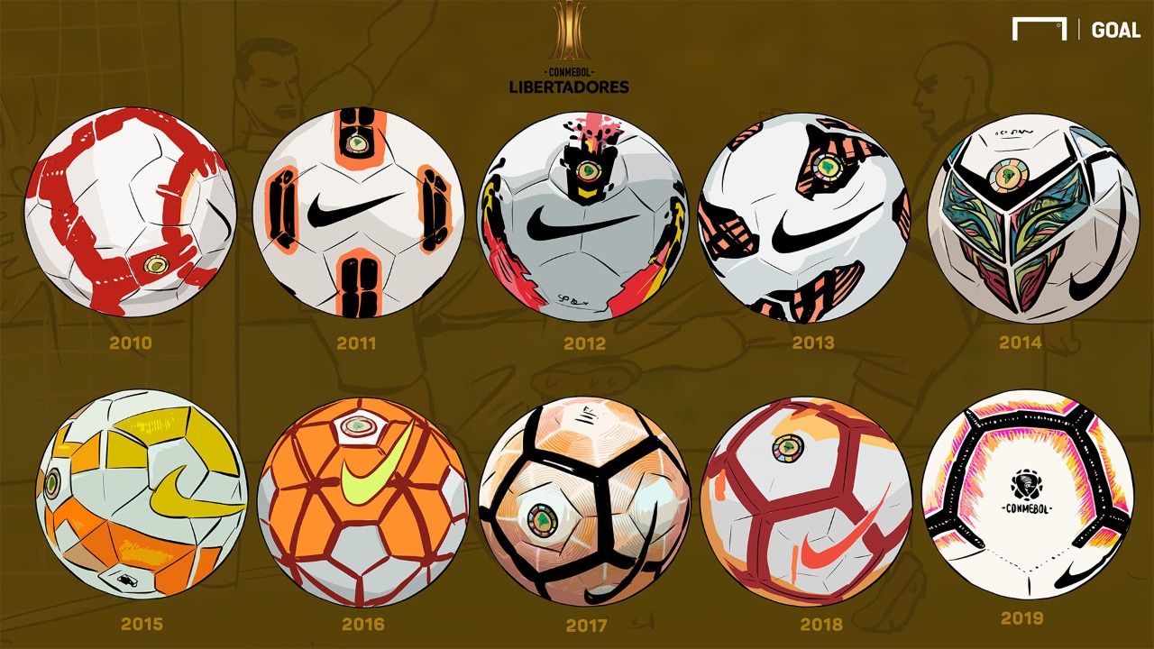 Ilustração bolas Copa Libertadores nas últimas décadas
