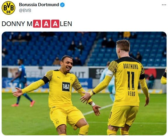 말렌, 호펜하임전 2도움과 1자책골 유도하며 3골에 모두 관여