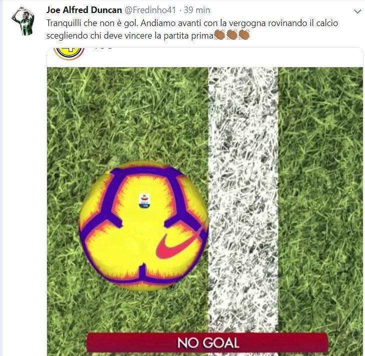 Duncan Roma Sassuolo tweet
