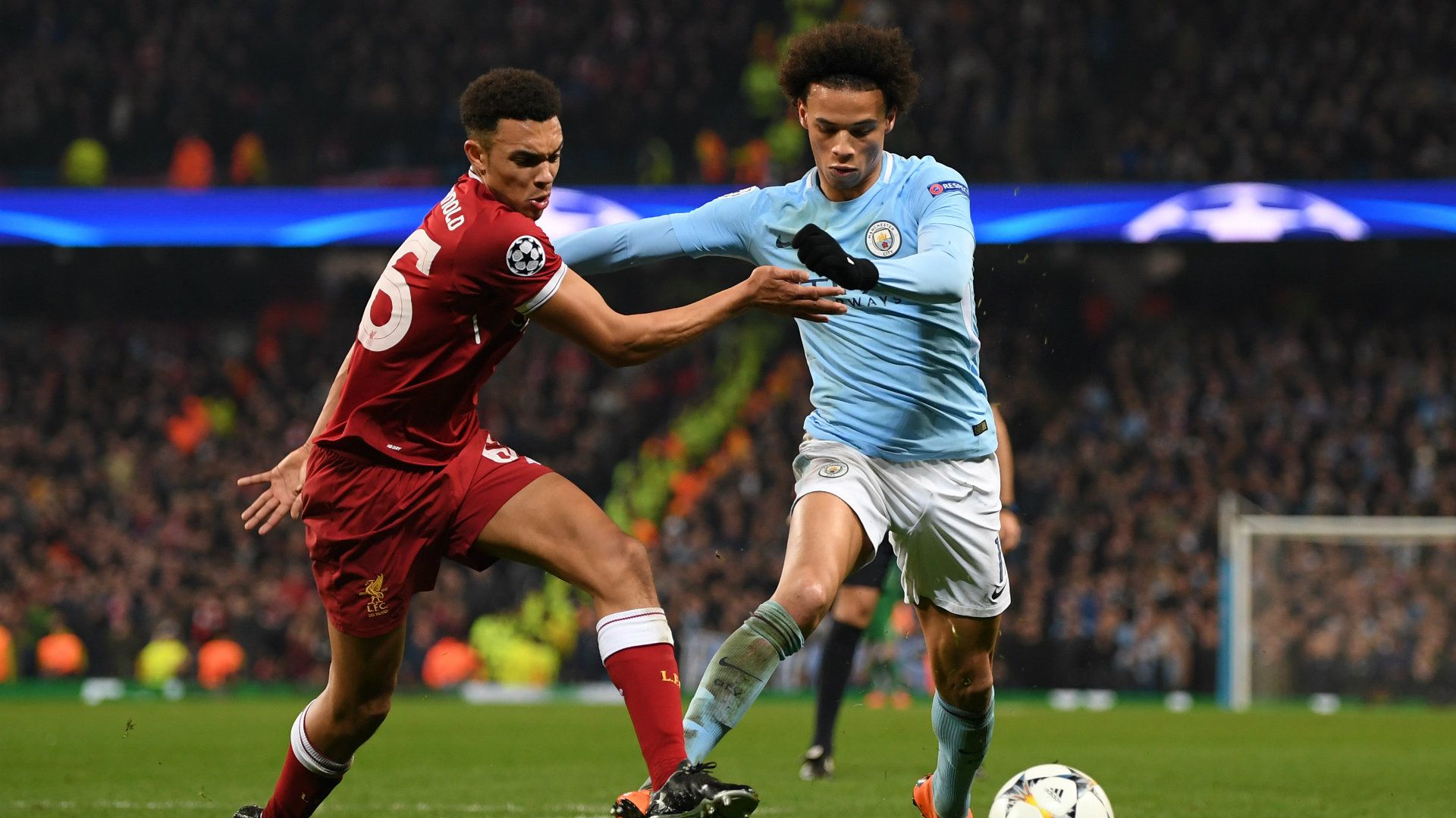 Trent Alexander-Arnold, Leroy Sane, Man City v Liverpool, Champions League, 17/18