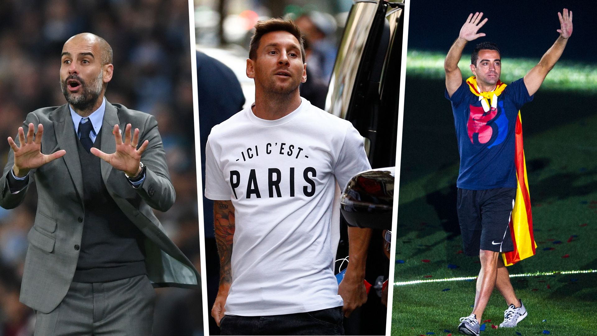 Pep Guardiola, Lionel Messi, Xavi GFX