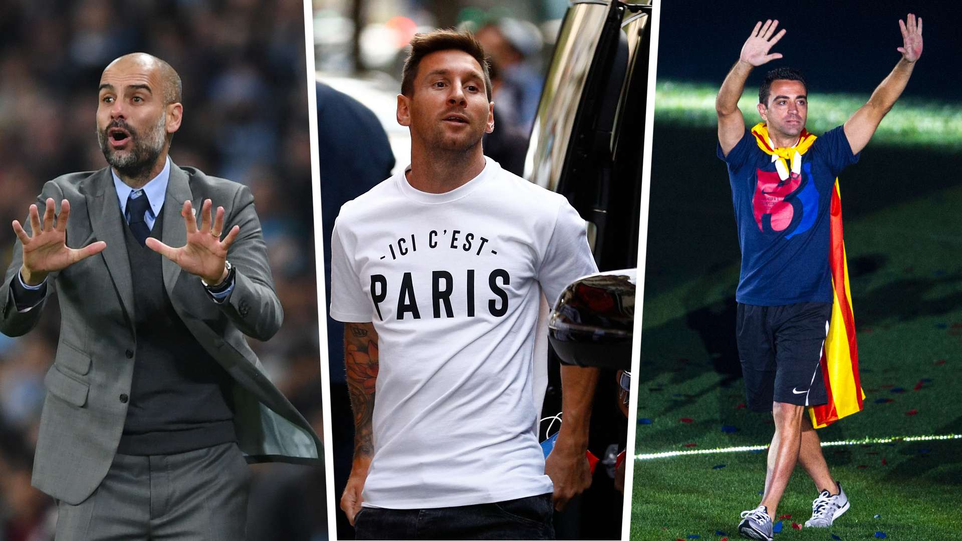 Pep Guardiola, Lionel Messi, Xavi GFX