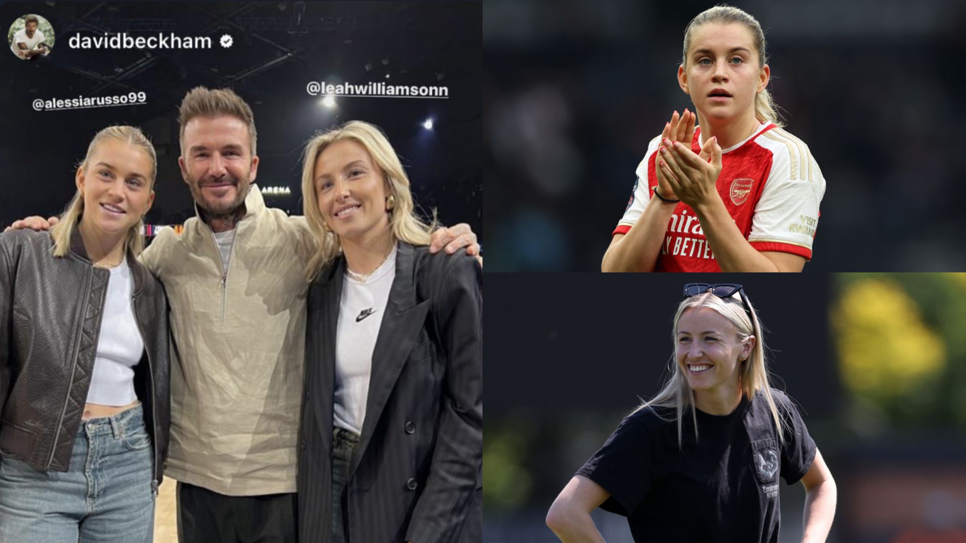 Alessia Russo, Leah Williamson and David Beckham split