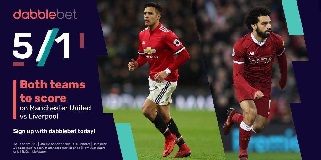 Man United v Liverpool BTTS 5/1 from dabblebet