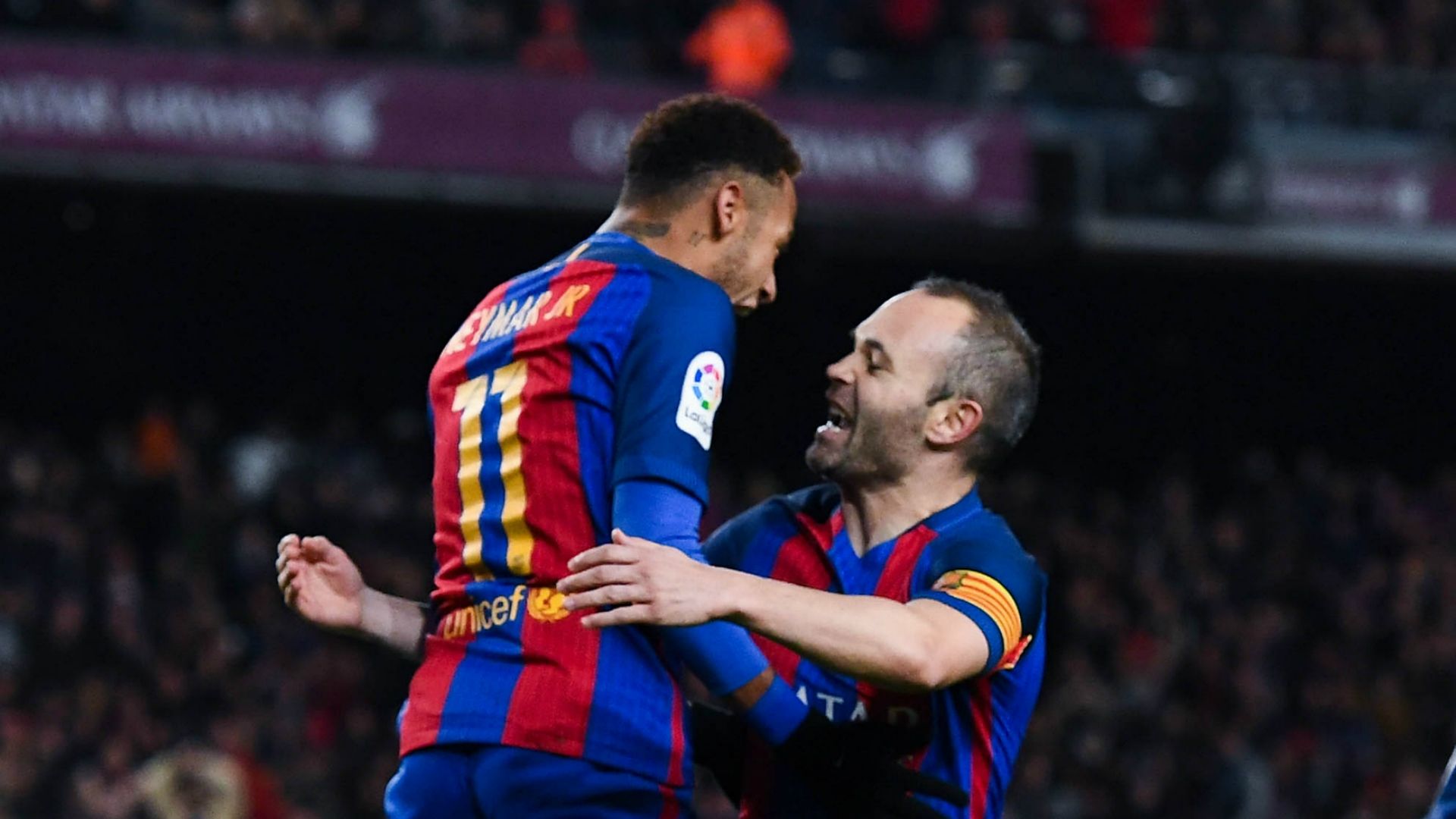 Neymar and Andres Iniesta