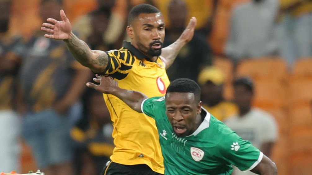 Vusimuzi Mncube of Sekhukhune United and Inacio Miguel of Kaizer Chiefs