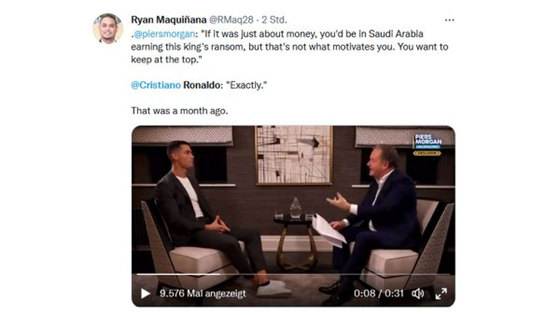 Cristiano Ronaldo Reaktionen