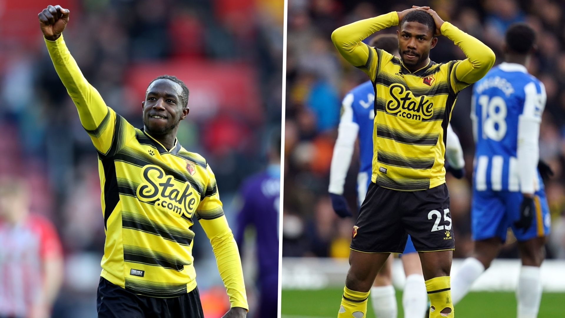 Ivory Coast defender Hassane Kamara and Emmanuel Dennis of Watford.