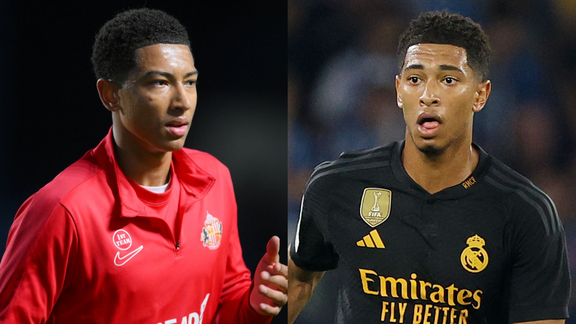 Jobe Bellingham for Sunderland (L) & Jude Bellingham for Real Madrid (R)