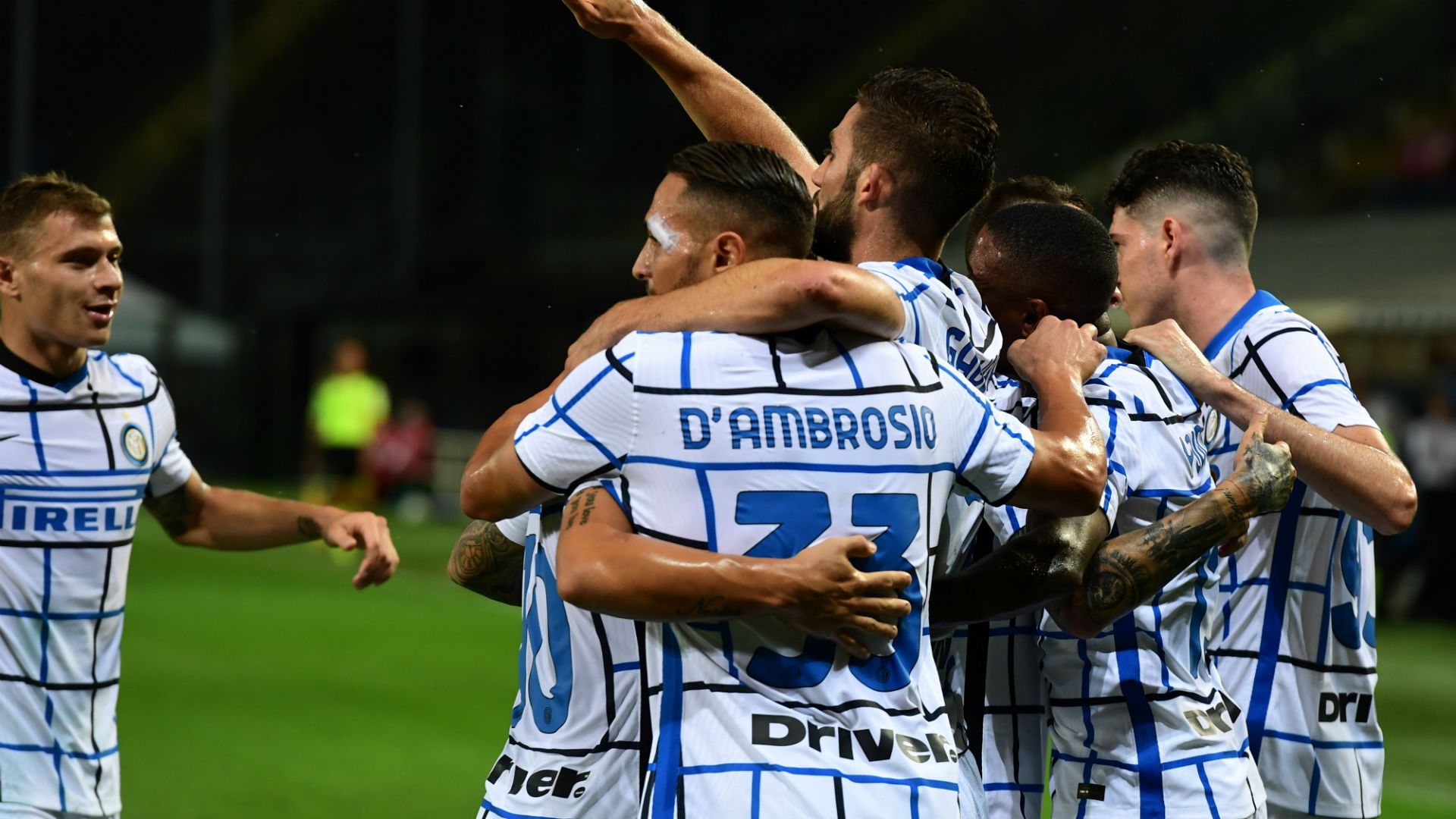 Inter celebrating Atalanta Serie A
