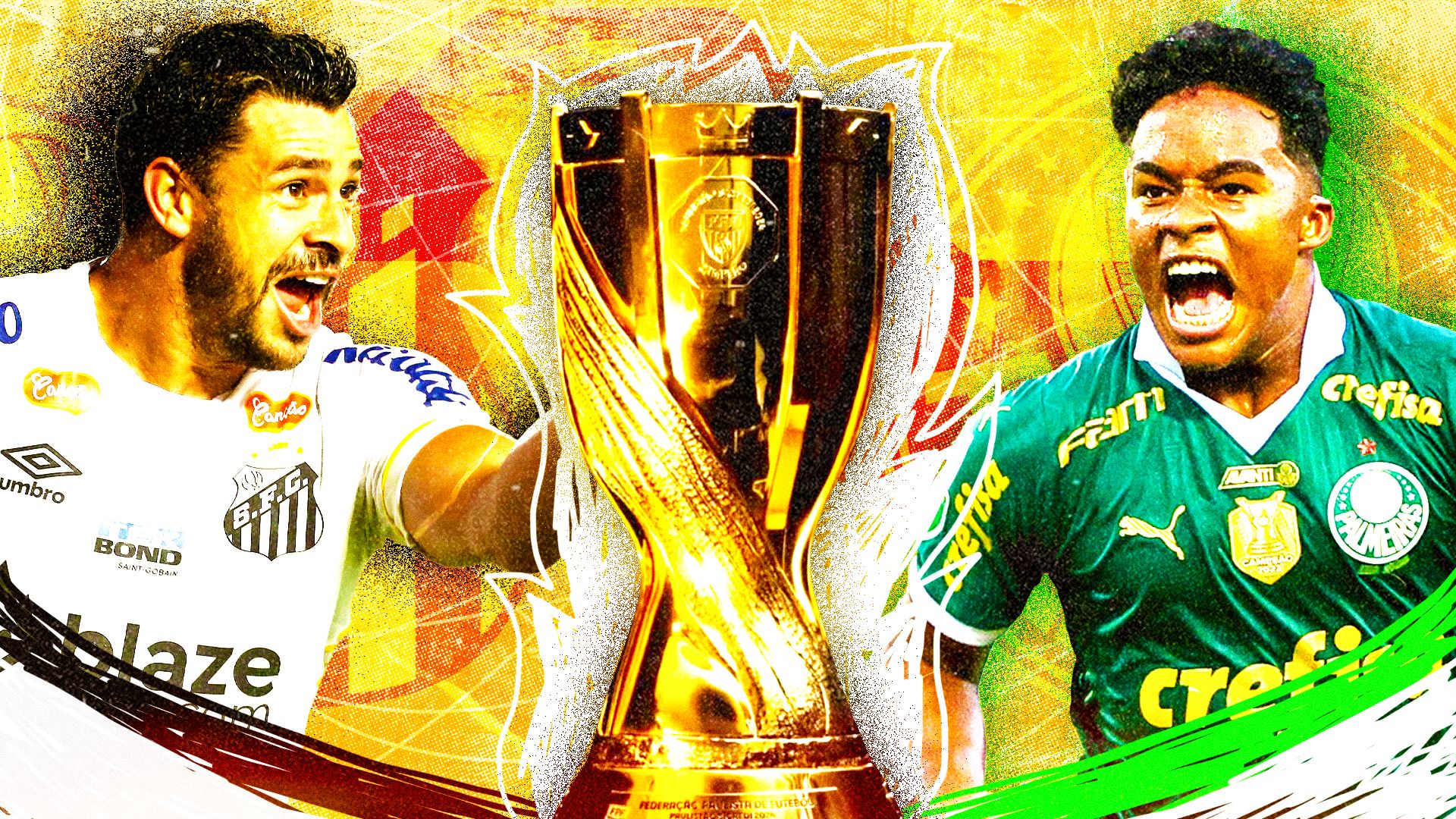 GFX título paulista Santos Palmeiras Giuliano Endrick