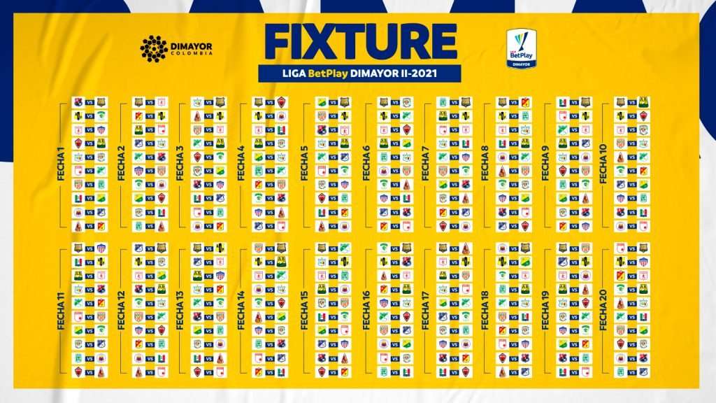 Fixture oficial Liga Betplay 2021 II