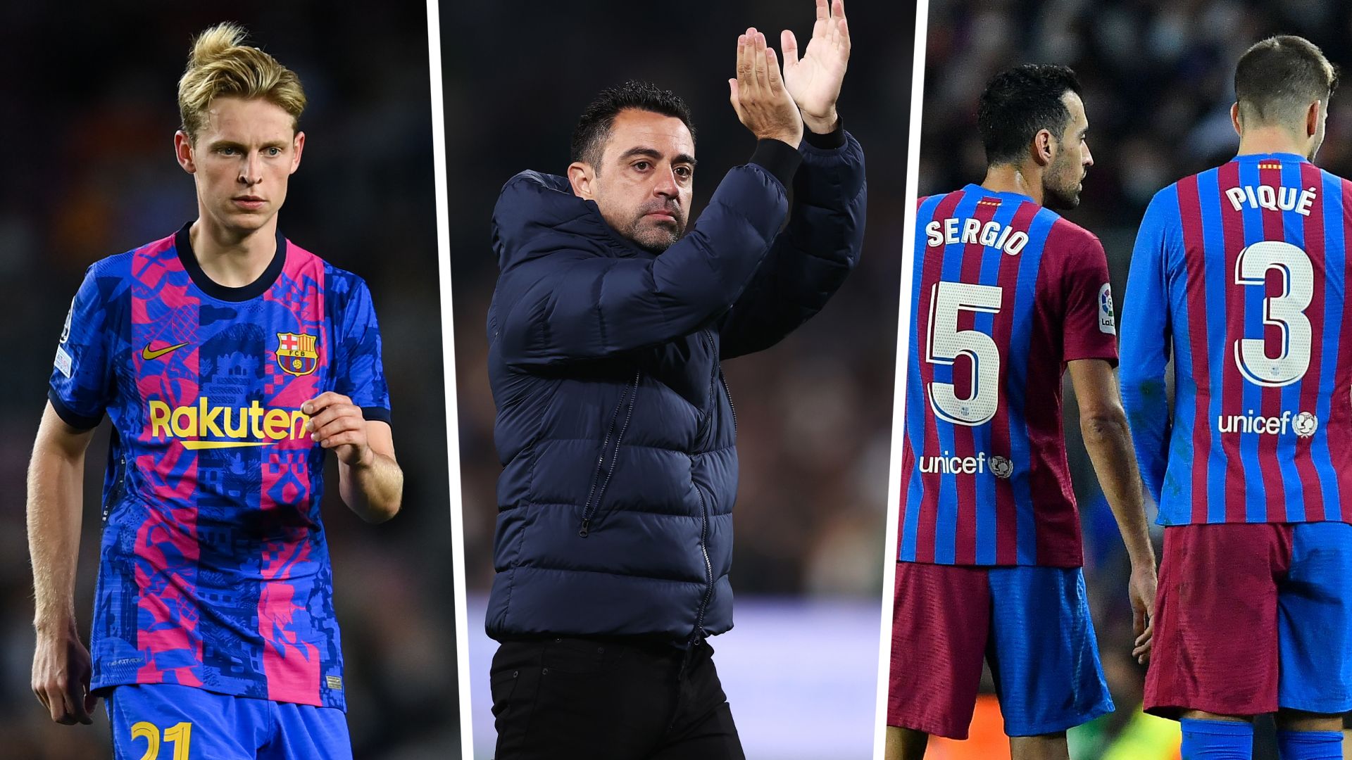 Frenkie de Jong Xavi Hernandez Sergio Busquets Gerard Pique Barcelona 2022