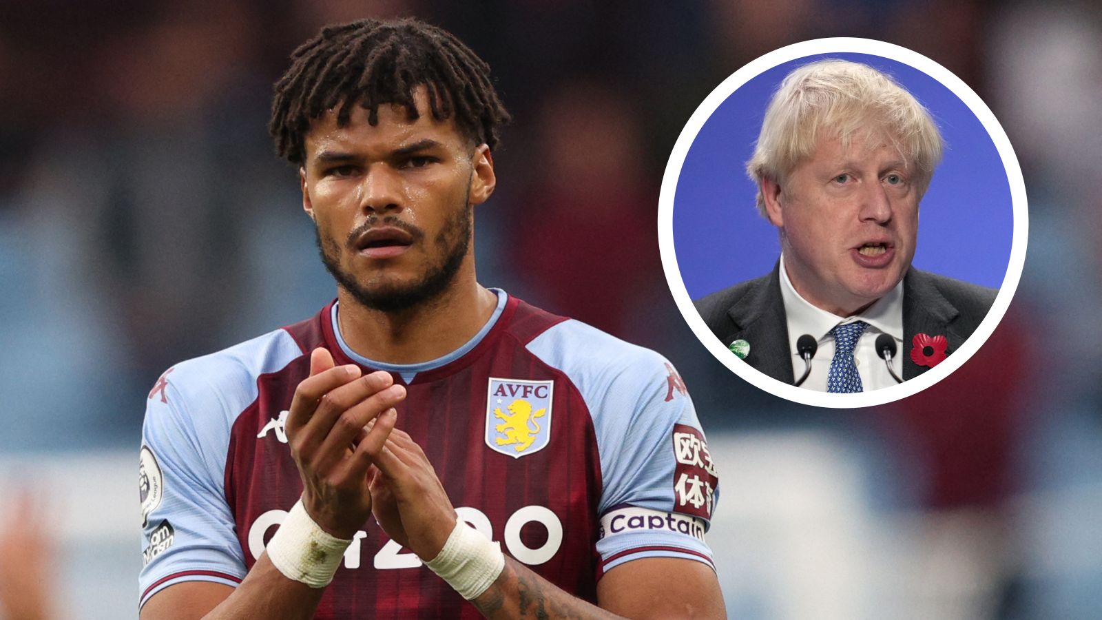 Tyrone Mings and Boris Johnson
