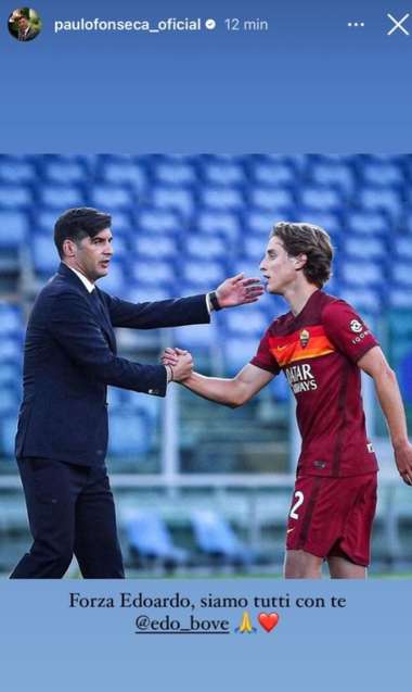 Paulo Fonseca Instagram Story Edoardo Bove
