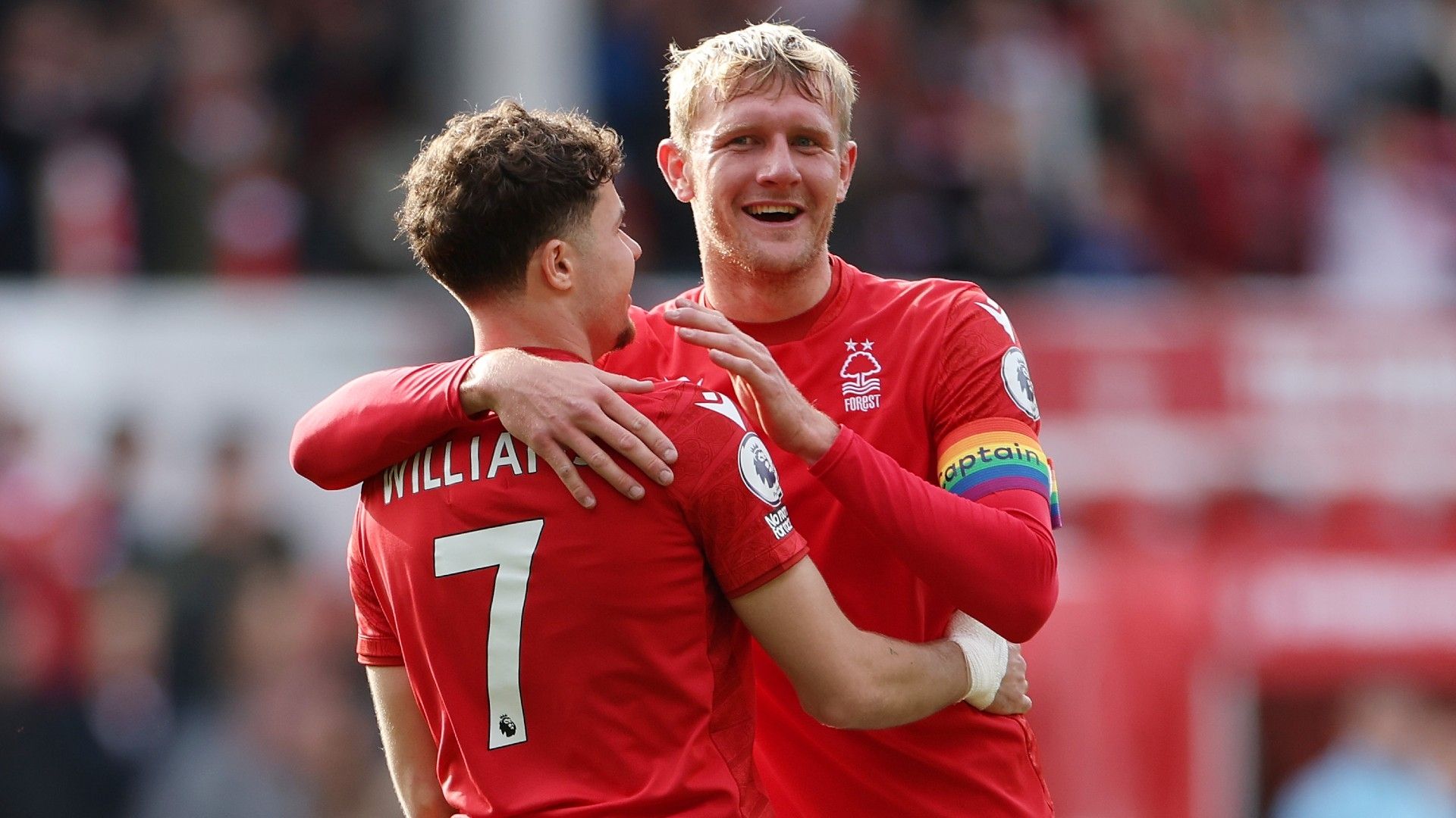 Joe Worrall and Neco Williams of Nottingham Forest