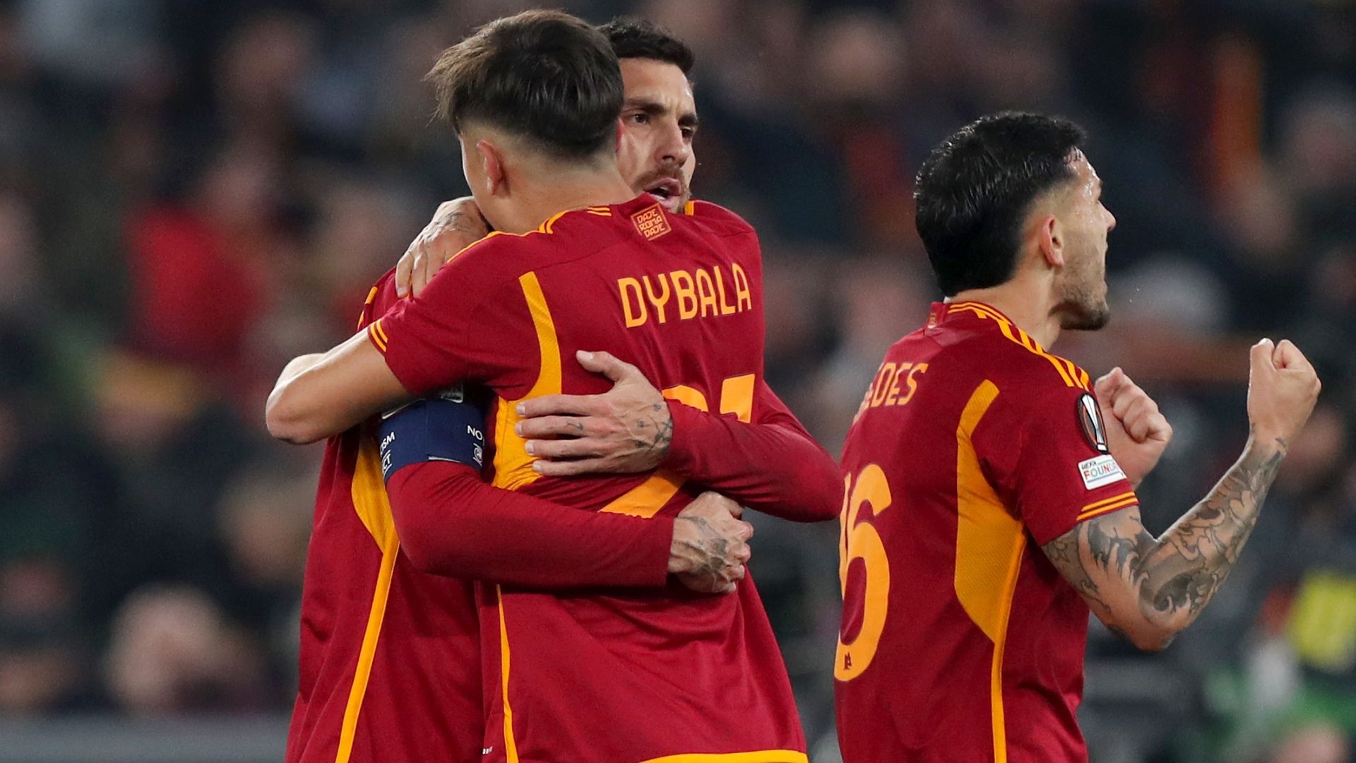 Roma esultanza Feyenoord Europa League