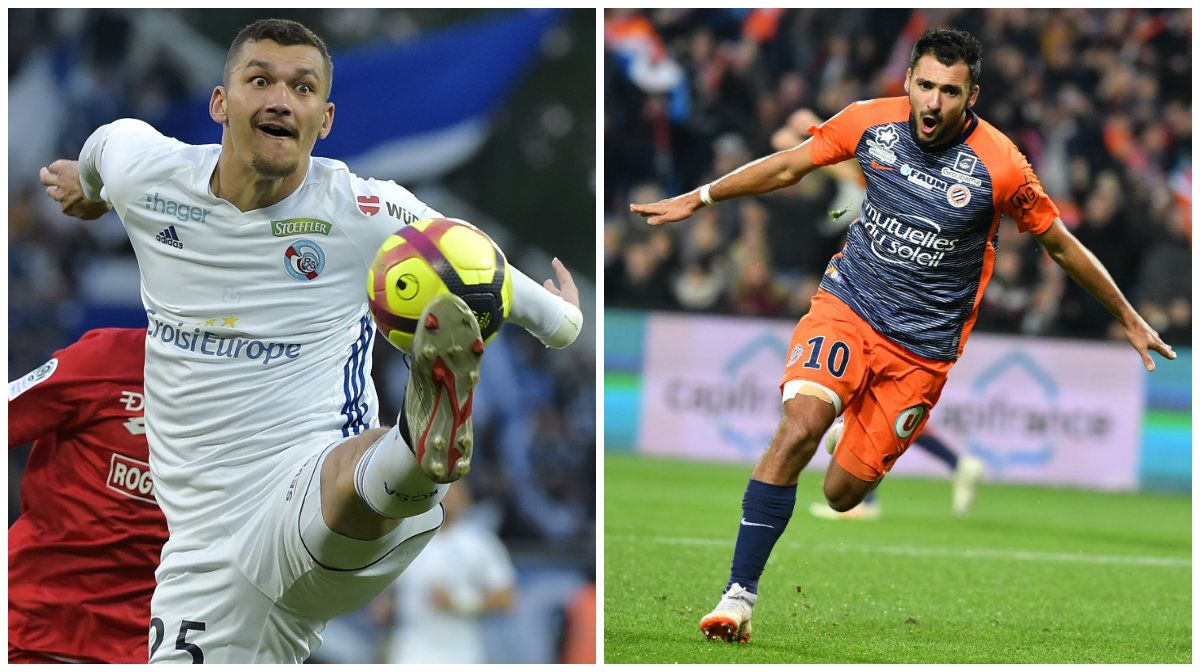 Ludovic Ajorque Racing Strasbourg Gaetan Laborde HSC Montpellier