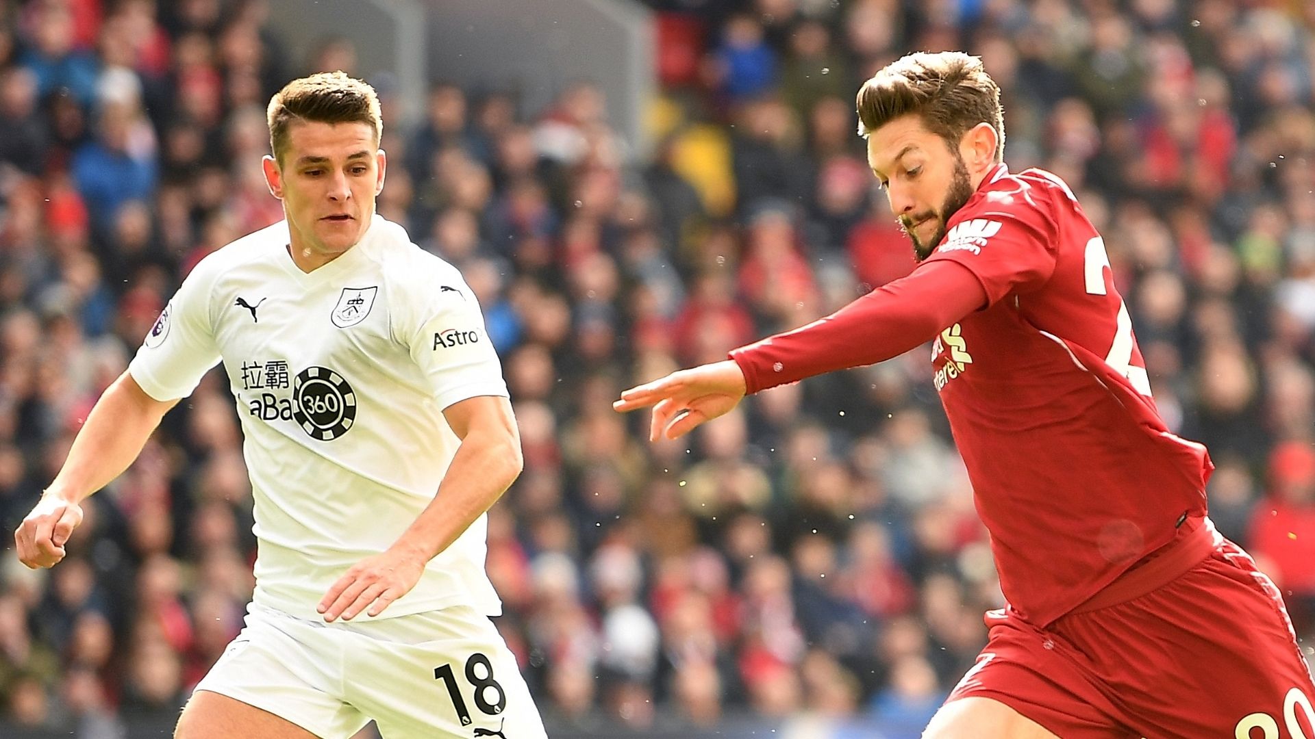 Ashley Westwood, Adam Lallana, Liverpool vs Burnley 2018-19