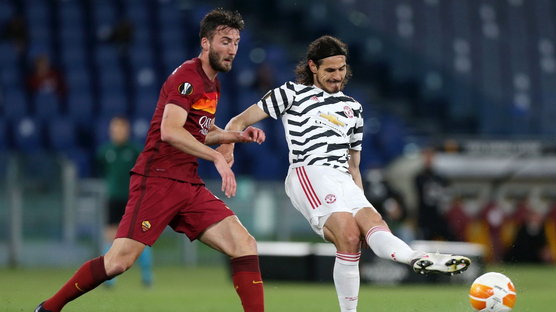 Cristante y Cavani, Roma vs. Manchester United