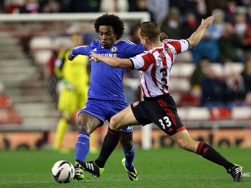 Willian Lee Cattermole  Sunderland v Chelsea League Cup Quarter-Final 12172013