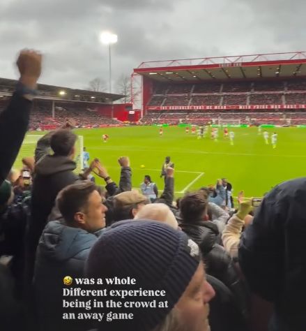 Maya Jama in Man City away end