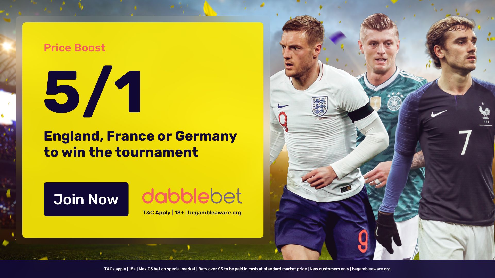 dabblebet World Cup offer England, Germany, France