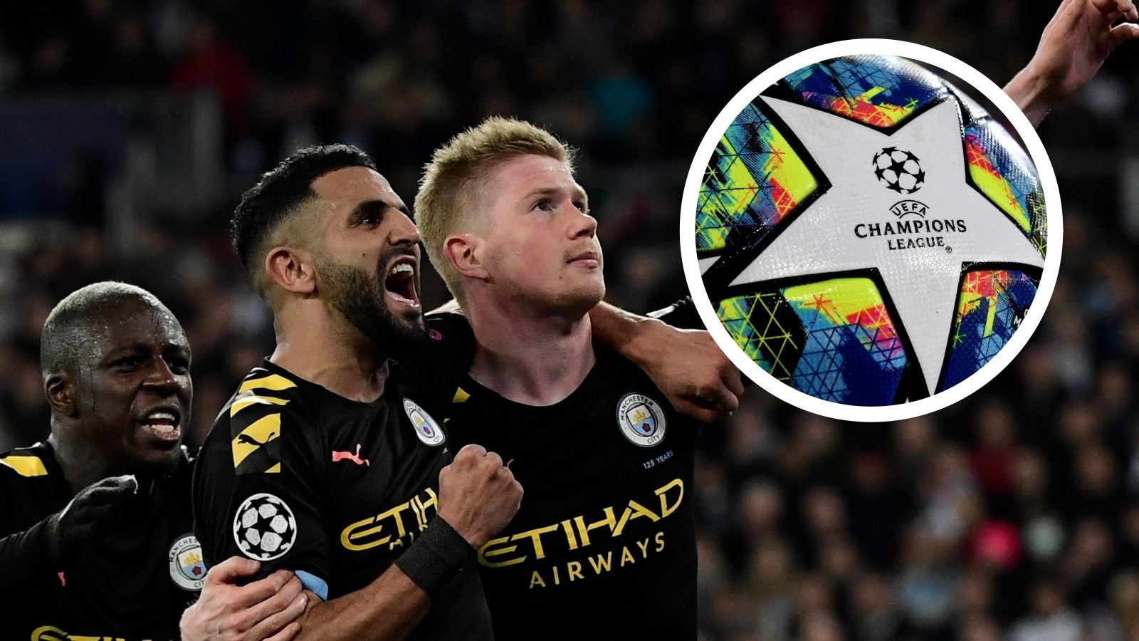 Riyad Mahrez Kevin De Bruyne UCL ball