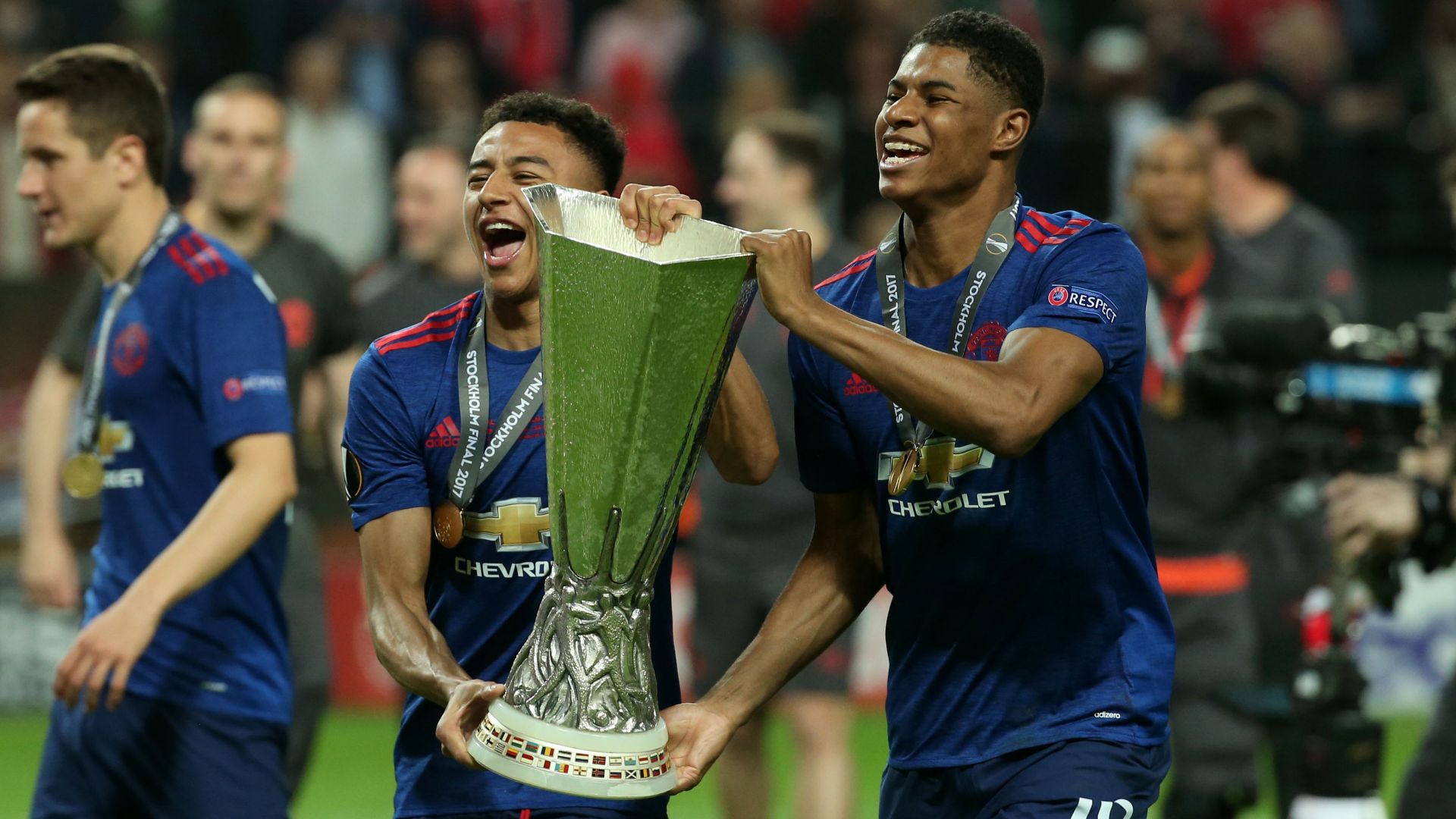 Jesse Lingard Europa League trophy Manchester United 2017