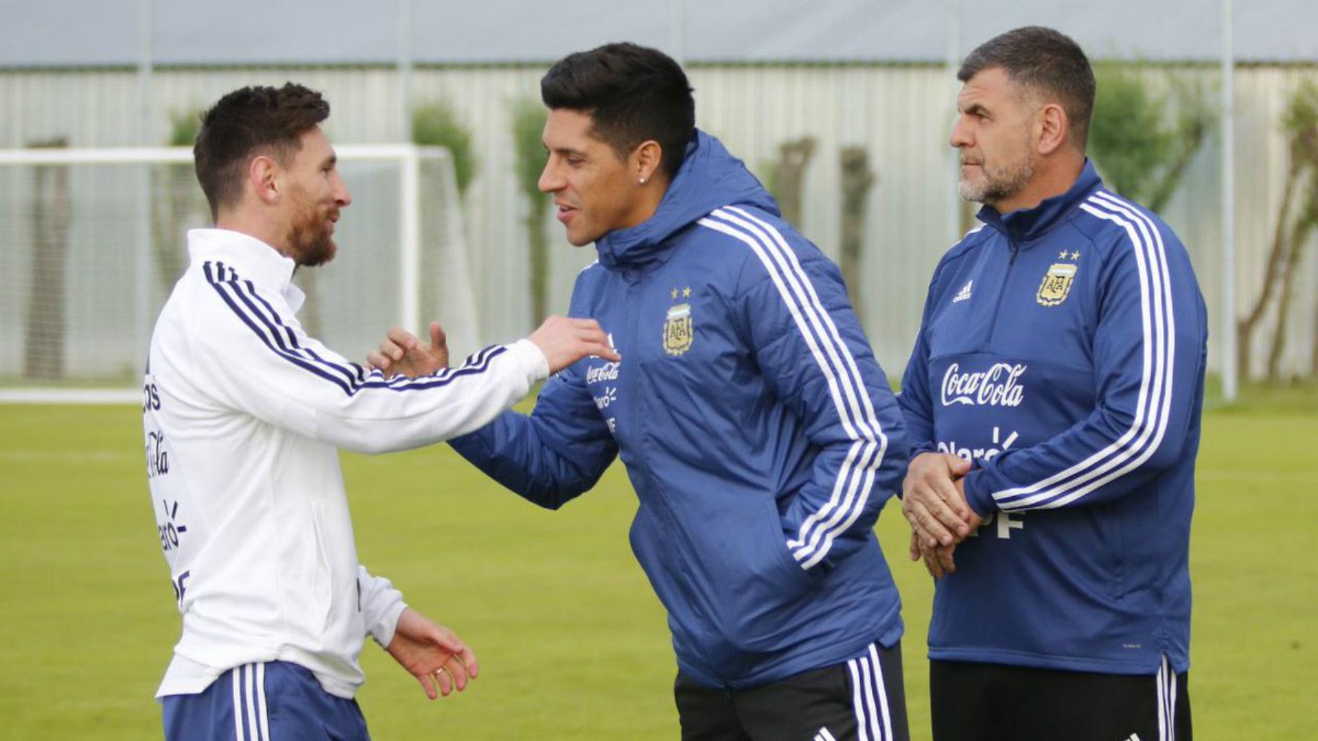 Enzo Perez Lionel Messi Argentina Training 10062018